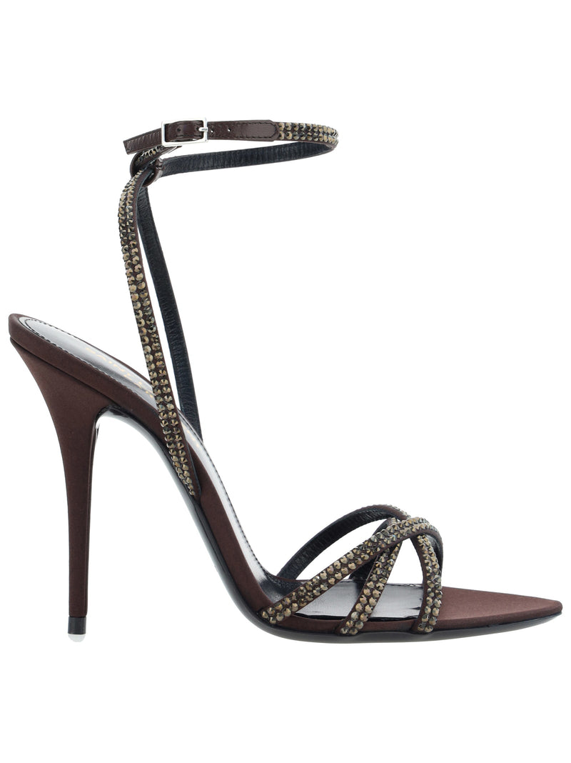 Saint Laurent Crystal Satin Sandal - Women