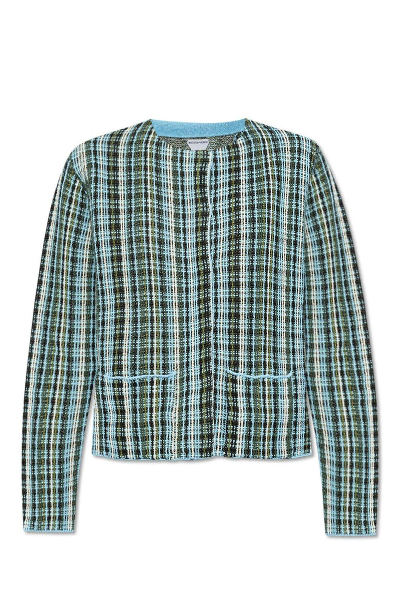 Bottega Veneta Checked Round Neck Cardigan - Women