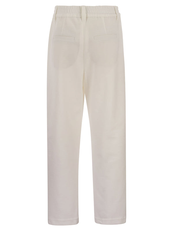 Brunello Cucinelli Baggy Trousers In Stretch Cotton Interlock Couture - Women