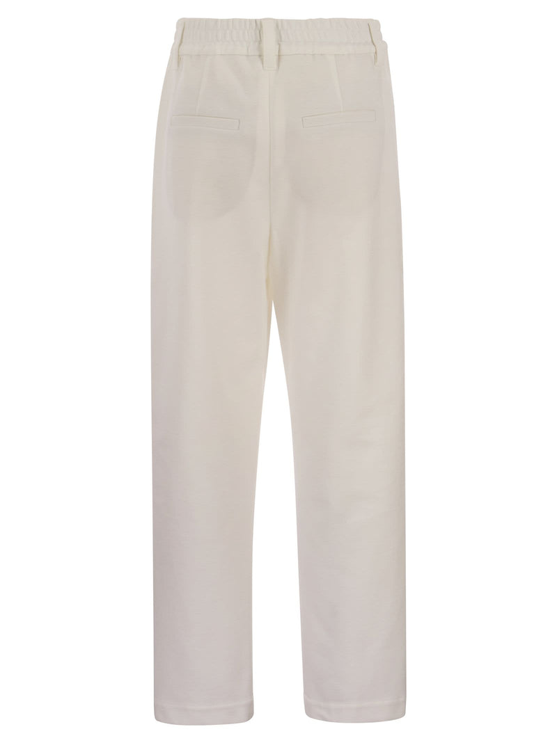 Brunello Cucinelli Baggy Trousers In Stretch Cotton Interlock Couture - Women