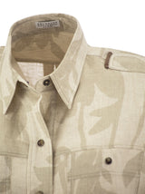 Brunello Cucinelli Ramage Print Linen Shirt With Shiny Tabs - Women