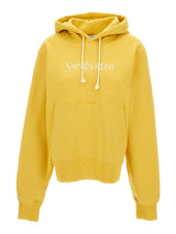 Saint Laurent Yellow Hoodie With Logo Embroidery In Cotton Woman - Women