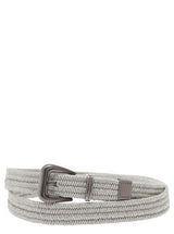 Brunello Cucinelli Grey Buckle-fastening Woven Belt In Linen Woman - Women