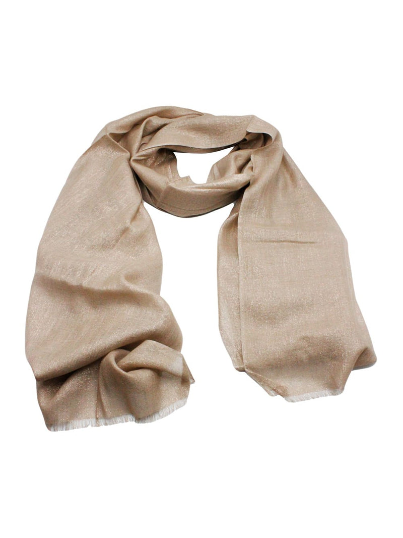 Brunello Cucinelli Lightweight Cashmere And Silk Scarf With Lurex Lamè Thread And Fringed Hem. Measures 80 X 225 Cm - Women