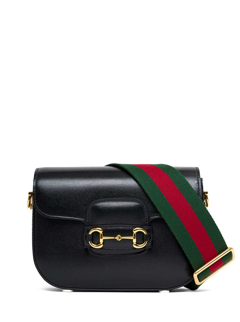 Gucci Womans Horsebit 1955 Black Leather Crossbody Bag - Women