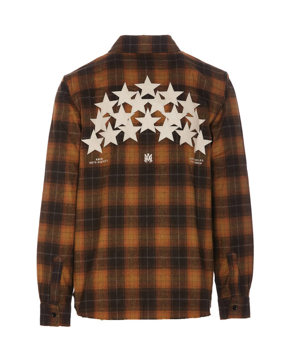 AMIRI Star Leather And Flannel Shirt - Men