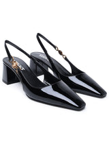 Versace Black Patent Leather Sling Back - Women