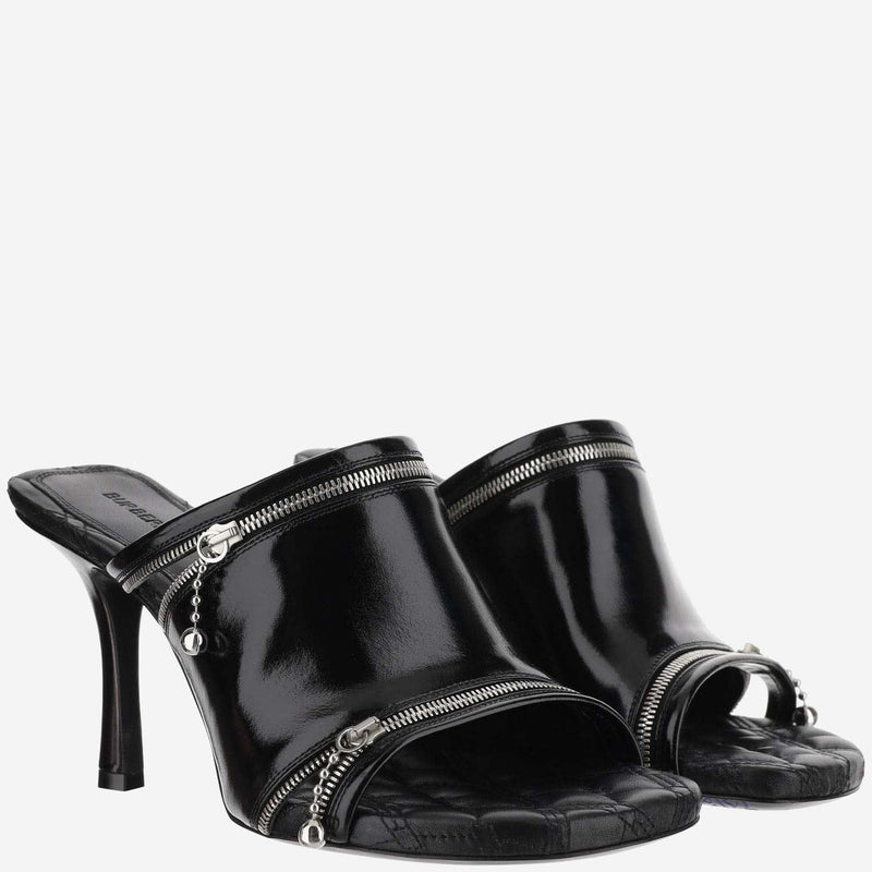 Burberry Leather Peep Mules - Women