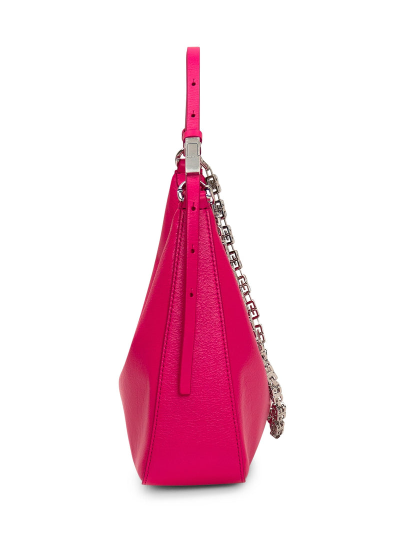 Givenchy Neon Pink Leather Small Cut Out Moon Bag With Chain - Women