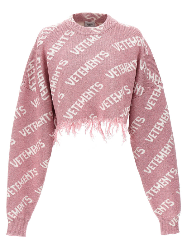VETEMENTS iconic Lurex Monogram Crop Sweater - Women