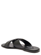 Tom Ford preston Black Flat Sandals With T Detail In Leather Man - Men