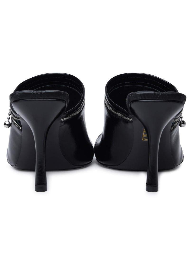 Burberry peep Black Leather Sandals - Women