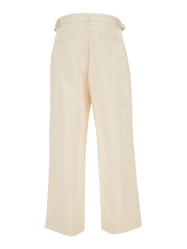 Jacquemus le Pantalon Jean Beige Loose Pants With A Button In Cotton And Linen Man - Men
