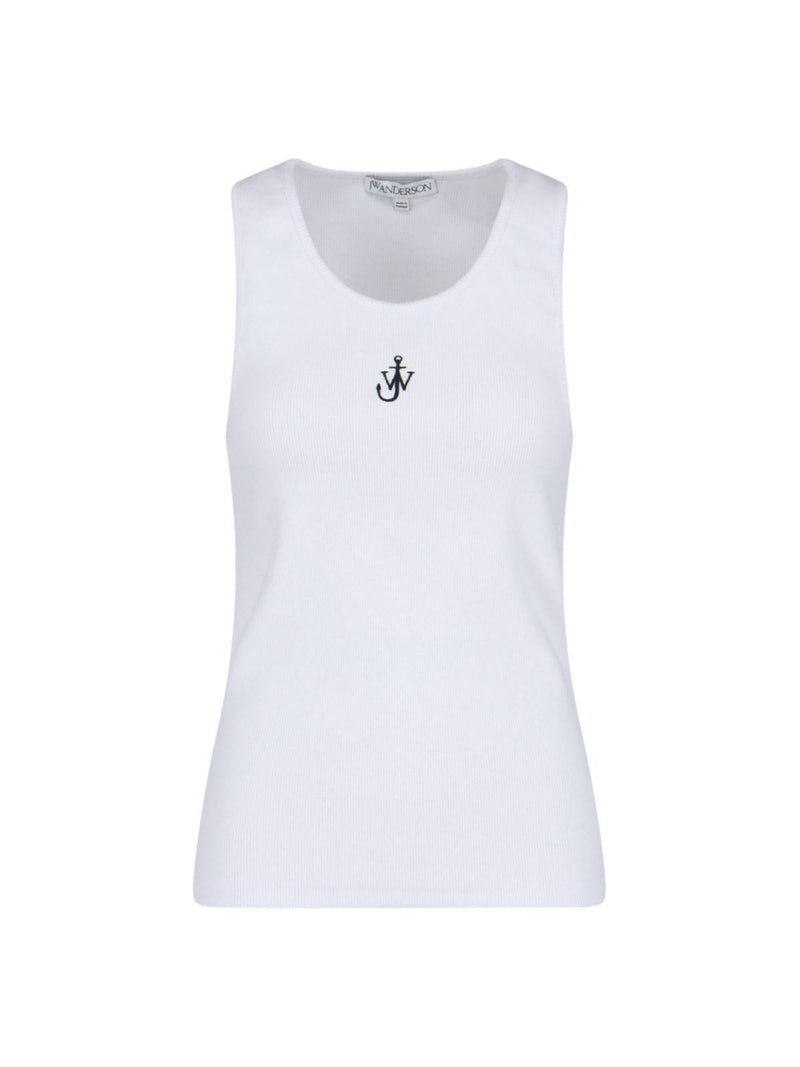 J.W. Anderson Logo Embroidered Ribbed Tank Top - Women - Piano Luigi