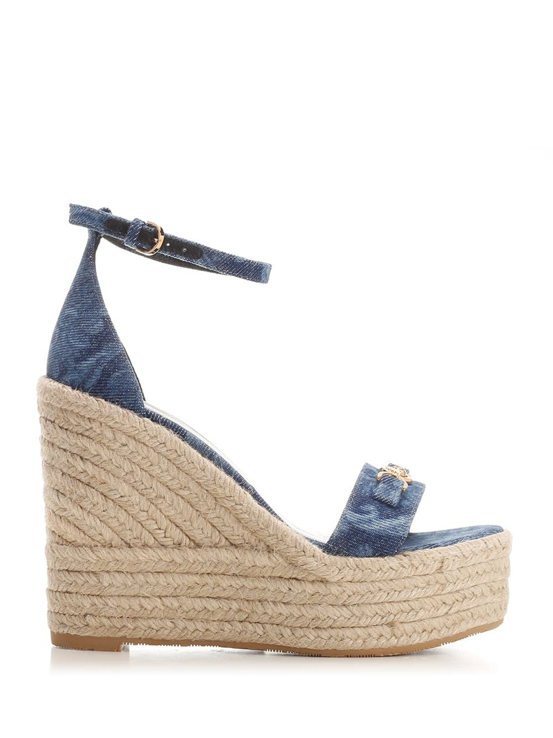 Versace Straw Wedge Sandals - Women