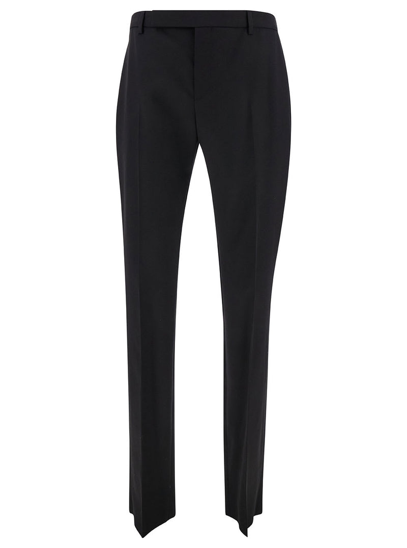 Saint Laurent Black Tailored Pants With Front Pinces In Wool Man - Men