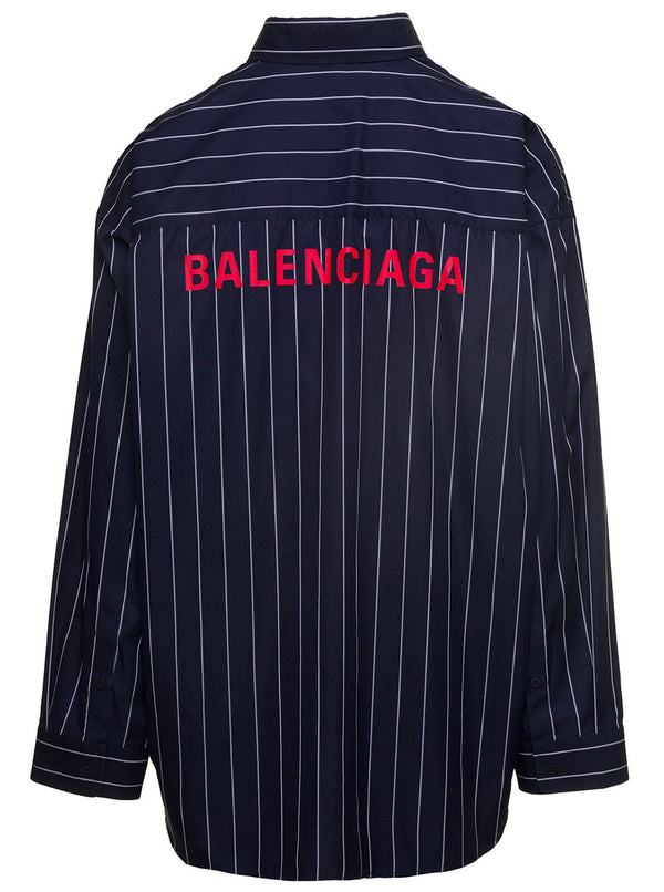 Balenciaga Striped Blouse With Contrasting Logo - Men