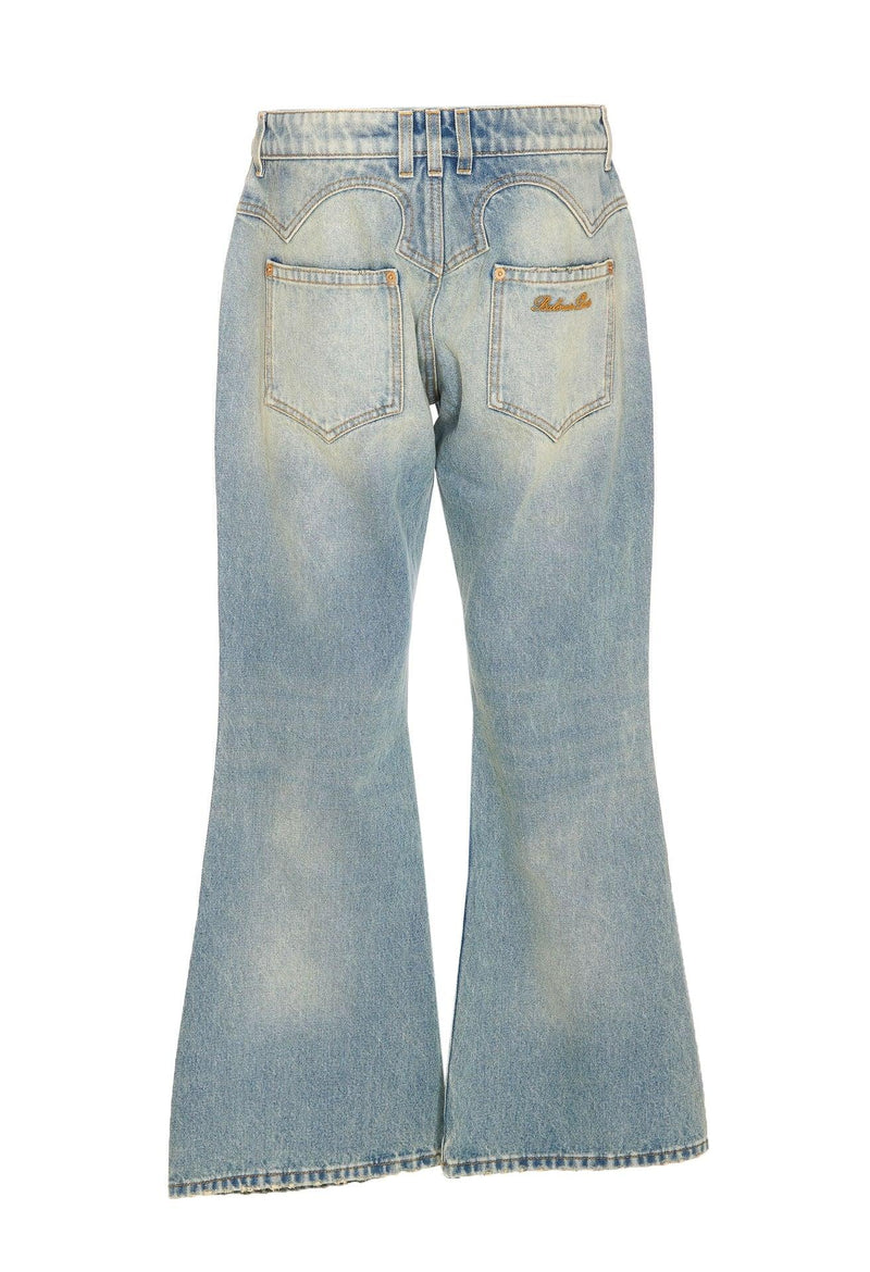 Balmain Bootcut Western Denim Jeans - Women - Piano Luigi