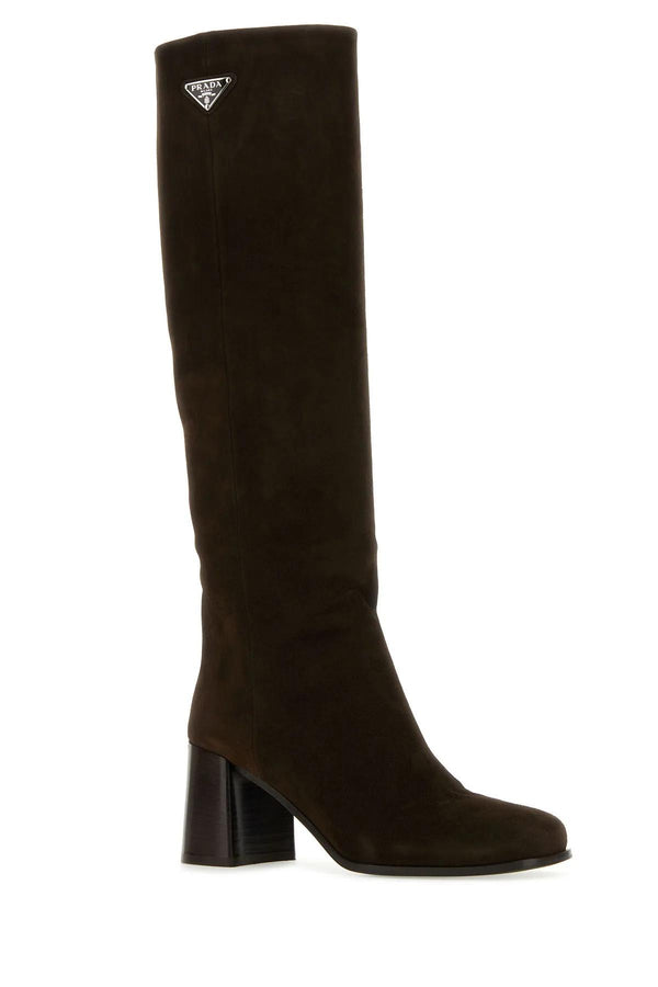 Prada Dark Brown Suede Boots - Women