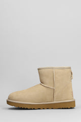 UGG Classic Mini Ii Low Heels Ankle Boots In Beige Suede - Women