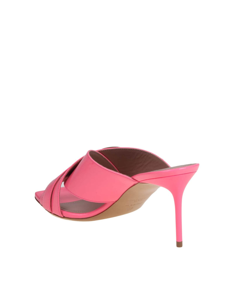 Balmain Uma Mule In Bubblegum Color Painted Leather - Women