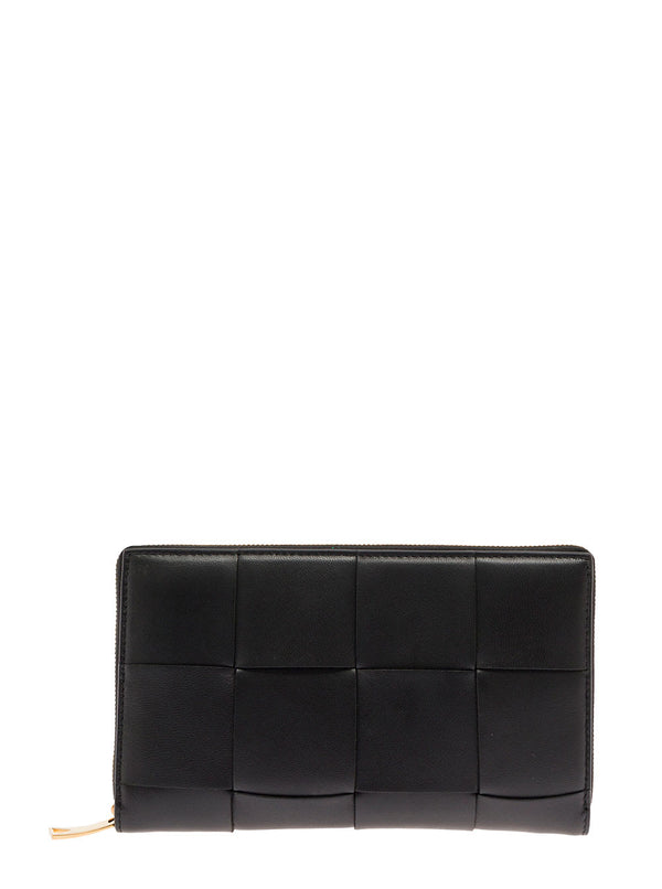 Black Intreccio Nappa Leather Wallet Bottega Veneta Woman - Women