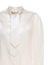 Saint Laurent Lavallière Collar Blouse In Silk Satin - Women