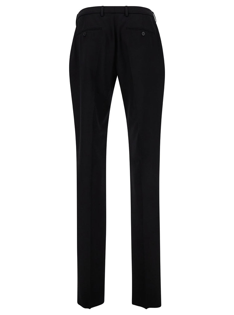 Saint Laurent Black Tailored Pants With Front Pinces In Wool Man - Men