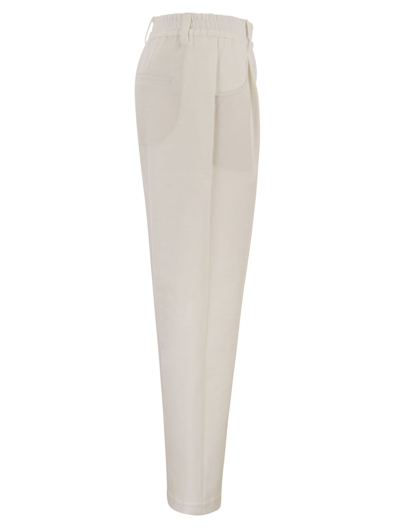 Brunello Cucinelli Baggy Trousers In Stretch Cotton Interlock Couture - Women