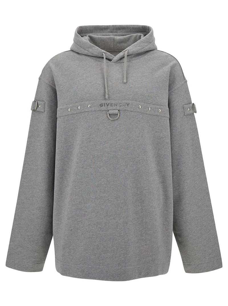 Givenchy Grey Hoodie With Logo And Studs In Cotton Man - Men