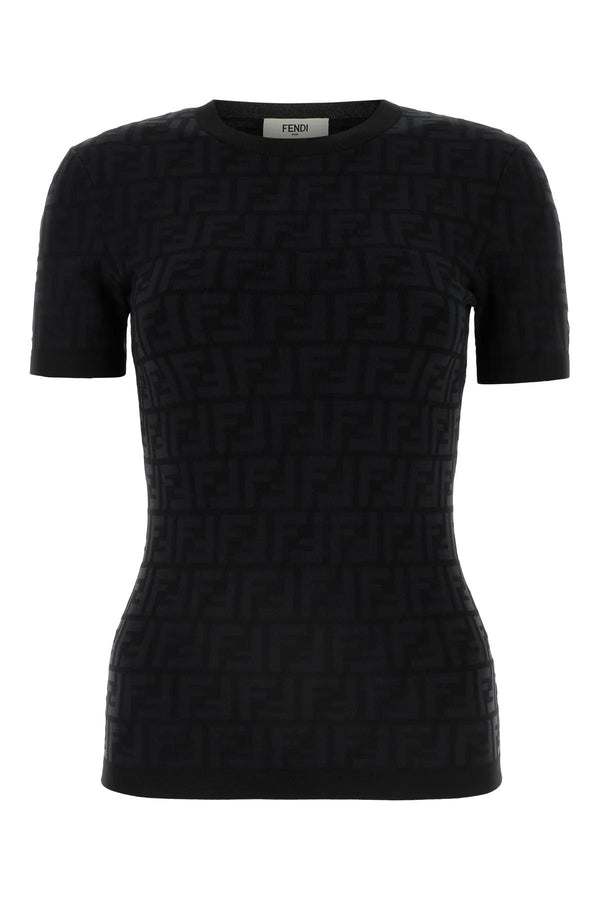 Fendi Black Stretch Viscose Blend T-shirt - Women