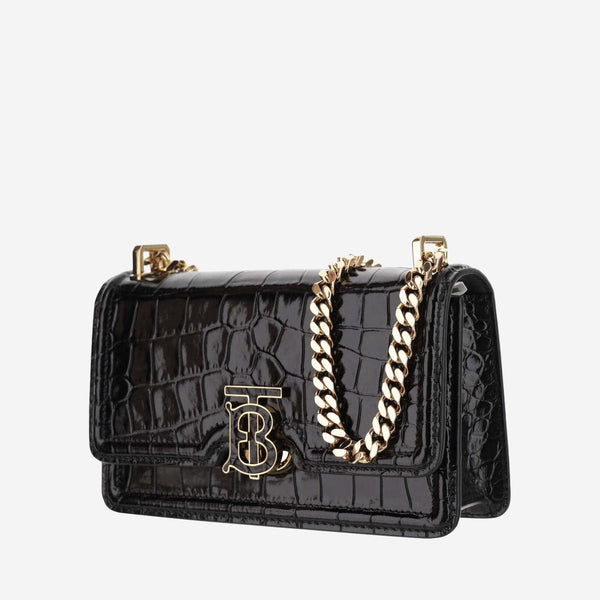 Burberry Tb Mini Embossed Leather Bag With Chain Strap - Women