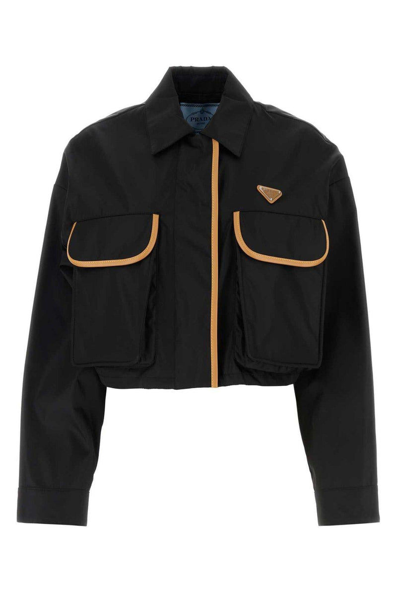 Prada Triangle-logo Drop Shoulder Cropped Jacket - Women