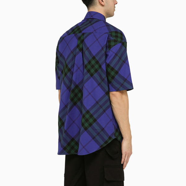 Burberry Blue Short-sleeved Check Shirt - Men