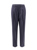 Brunello Cucinelli Trousers Made Of Fine Fresh Stretch Wool With Elastic Waistband And Side Welt Pockets - Women