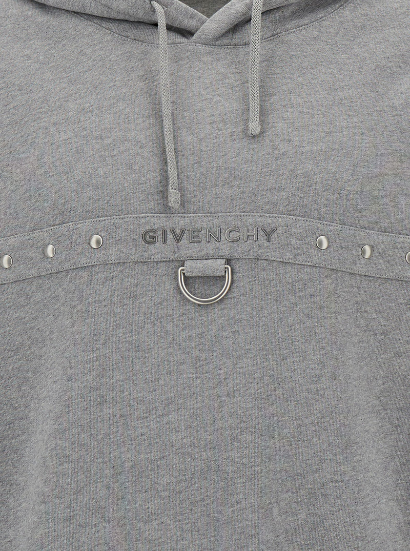 Givenchy Grey Hoodie With Logo And Studs In Cotton Man - Men