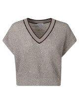 Brunello Cucinelli V-neck Cropped Knit Sweater - Women