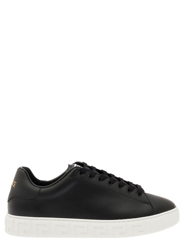 Versace Sneaker Basse new Greca Con Motivo Greca In Eco-pelle Nera Uomo - Men - Piano Luigi