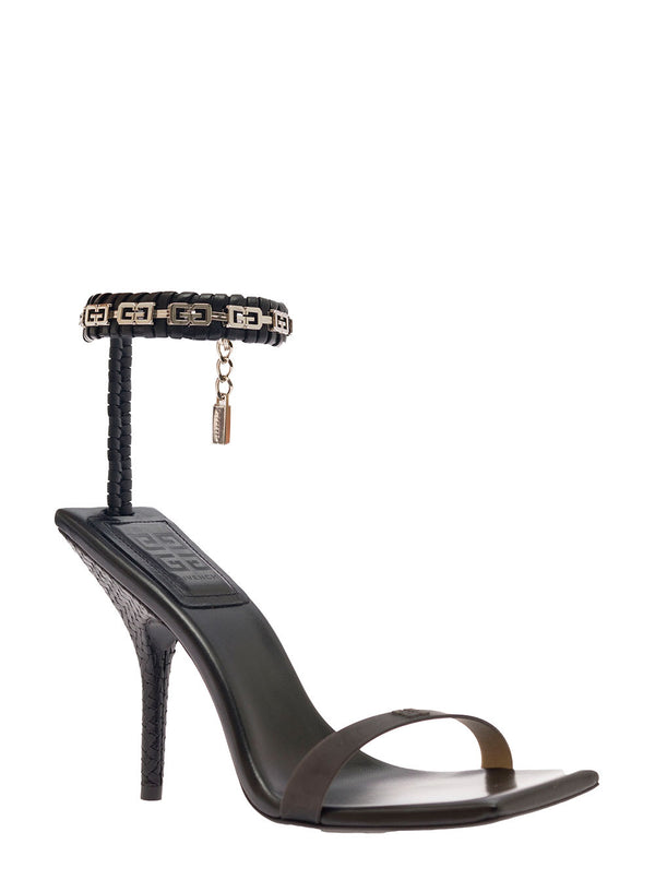 Givenchy Sandals With Embossed 4g Logo And Chain In Leather - Women