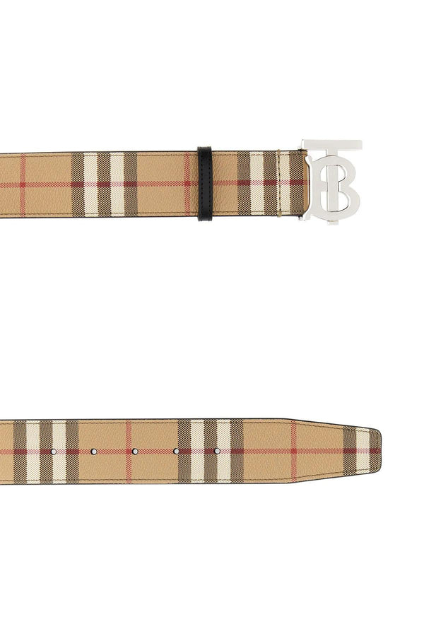 Burberry Tb Belt In Leather And Check - Men