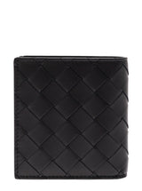 Bottega Veneta Black Bi-fold Wallet With Intreccio Motif In Leather Man - Men