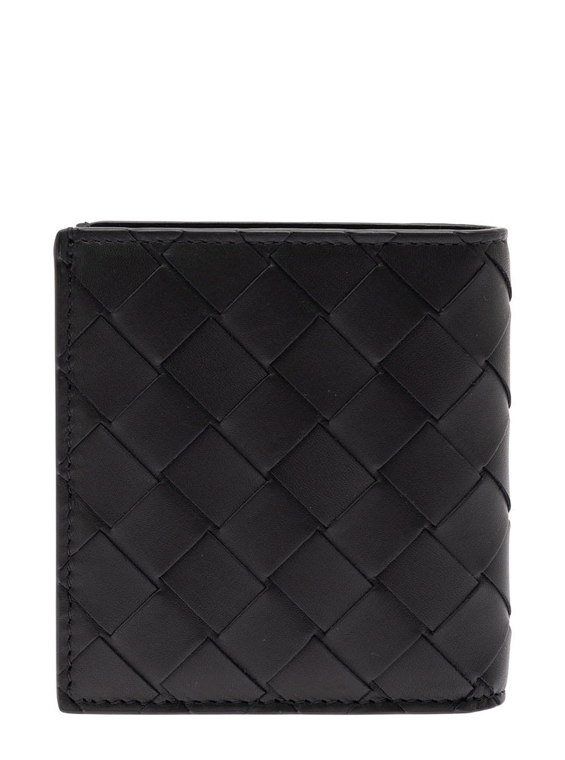 Bottega Veneta Black Bi-fold Wallet With Intreccio Motif In Leather Man - Men