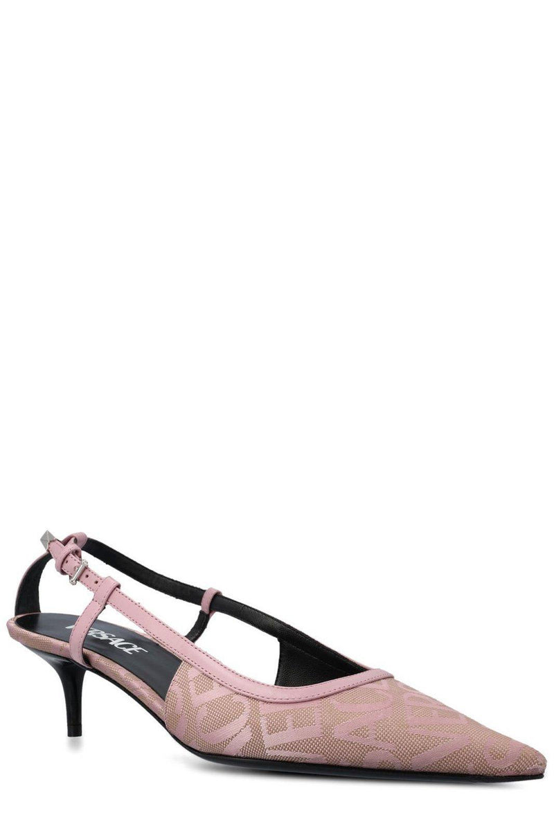 Versace Logo Jacquard Slingback Pumps - Women - Piano Luigi