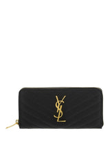 Saint Laurent Embossed Leather Zip Wallet - Women