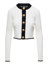 Balmain Ls Buttoned Round Neck Knit Cardigan - Women