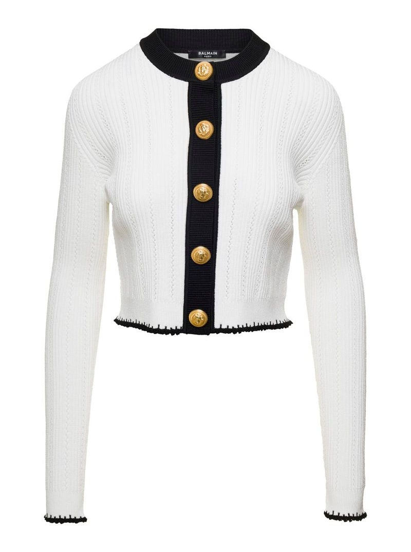 Balmain Ls Buttoned Round Neck Knit Cardigan - Women