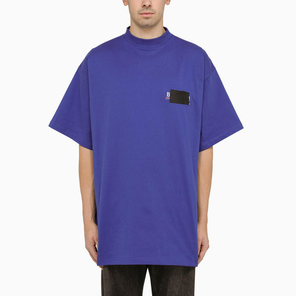 Balenciaga Indigo Cotton Oversize T-shirt - Men
