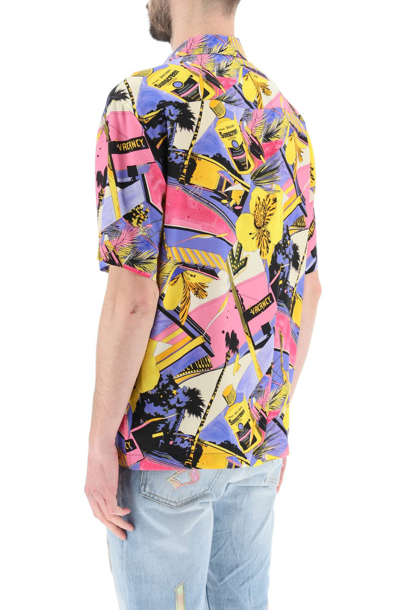 Palm Angels Bowling Style Shirt With Miami Mix Print - Men