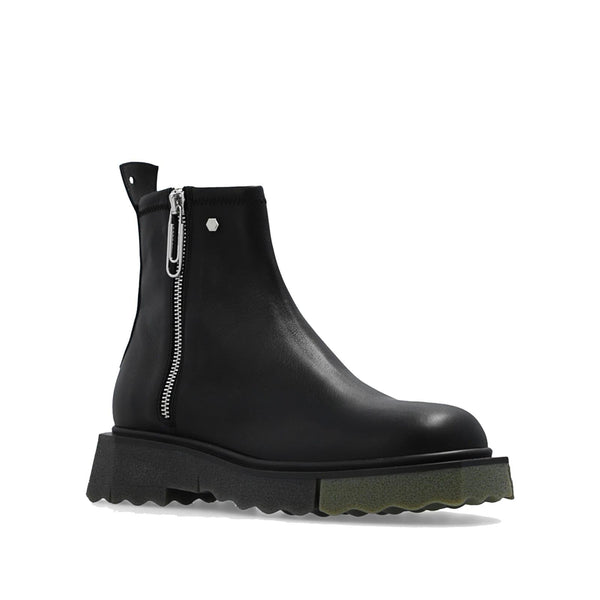 Off-White Ankle Leather Boots - Men - Piano Luigi