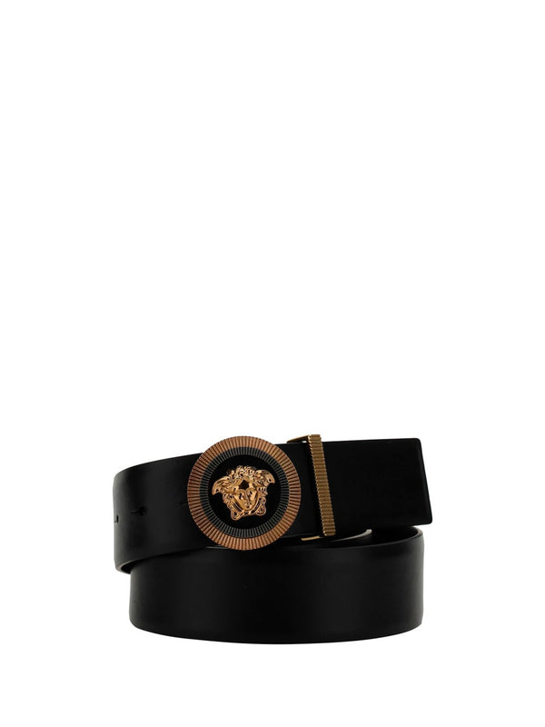 Versace Medusa Biggie Belt In Black Leather - Men